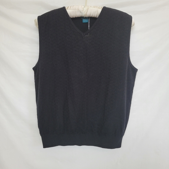 Astra Classic Textured Knit Black Sweater Vest Men's X-Large NWT - Picture 1 of 9